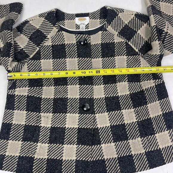 Talbots Wool Blend Blazer Italian Fabric 14P Gingham Plaid Cropped Careerwear - Picture 6 of 13